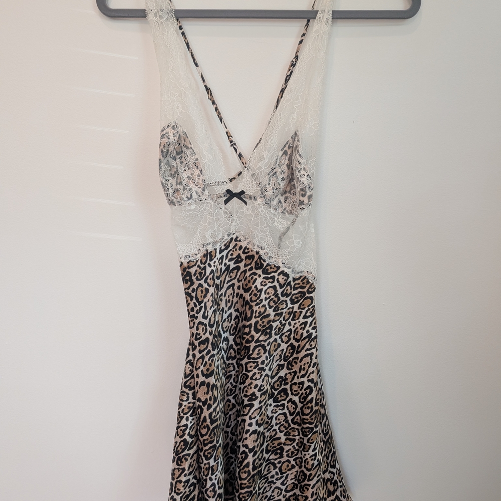 NWT Victoria's Secret Leopard Lace Slip Dress, Sz M